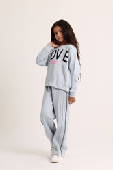 LOVE Striped Pants Gray Pajama